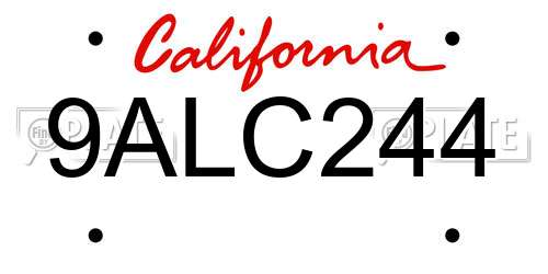 9ALC244 California License Plate