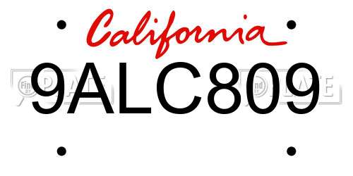 9ALC809 California License Plate