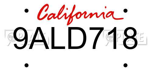 9ALD718 California License Plate