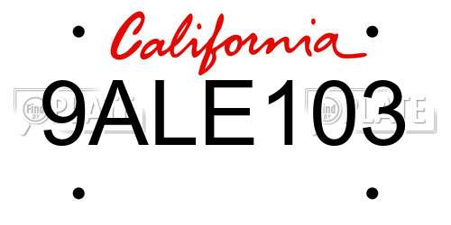 9ALE103 California License Plate
