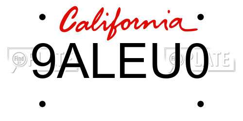 9ALEU0 California License Plate