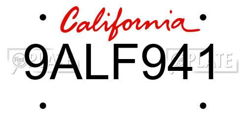 9ALF941 California License Plate