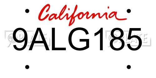 9ALG185 California License Plate