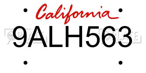 9ALH563 California License Plate