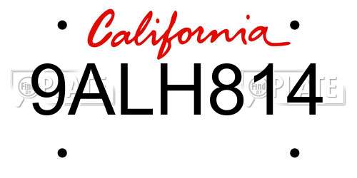 9ALH814 California License Plate
