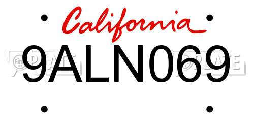 9ALN069 California License Plate
