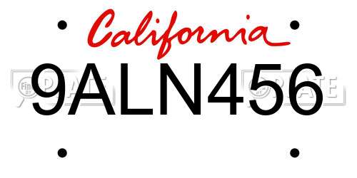 9ALN456 California License Plate