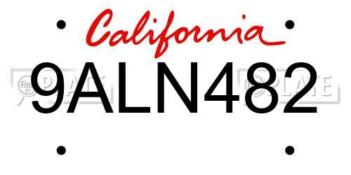 9ALN482 California License Plate