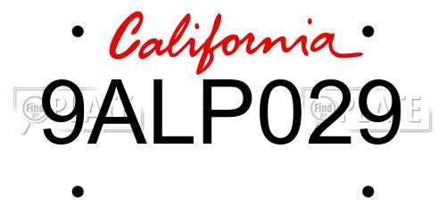 9ALP029 California License Plate