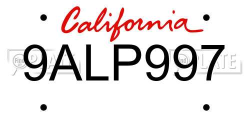 9ALP997 California License Plate