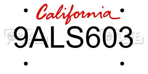 9ALS603 California License Plate