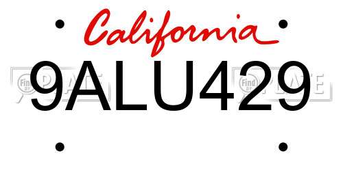 9ALU429 California License Plate