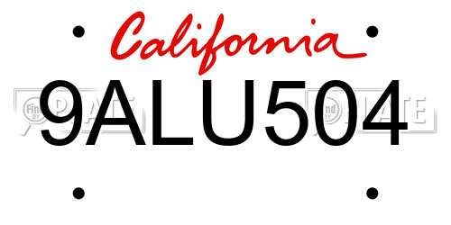 9ALU504 California License Plate