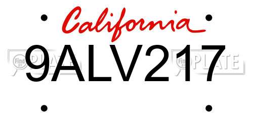 9ALV217 California License Plate