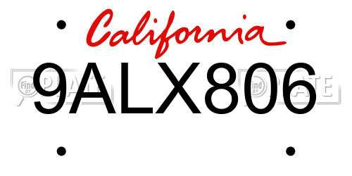 9ALX806 California License Plate