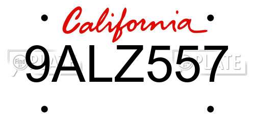 9ALZ557 California License Plate