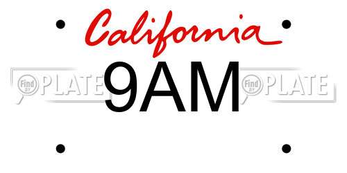 9AM California License Plate