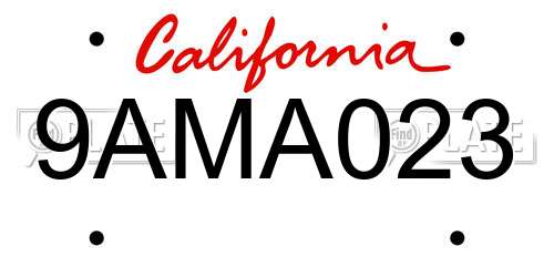 9AMA023 California License Plate