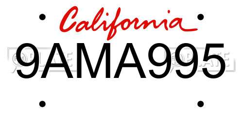 9AMA995 California License Plate