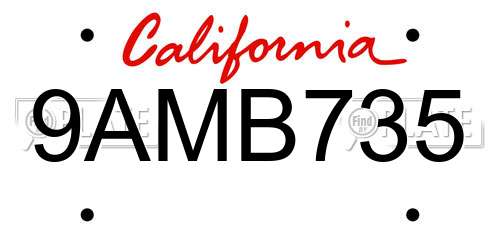 9AMB735 California License Plate