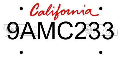 9AMC233 California License Plate