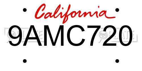 9AMC720 California License Plate