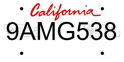 9AMG538 California License Plate