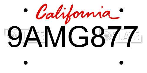 9AMG877 California License Plate