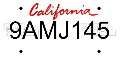9AMJ145 California License Plate