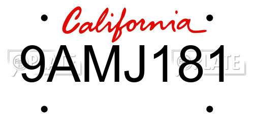 9AMJ181 California License Plate