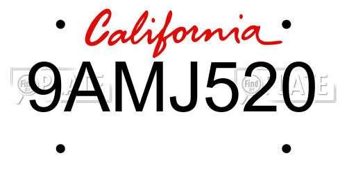 9AMJ520 California License Plate