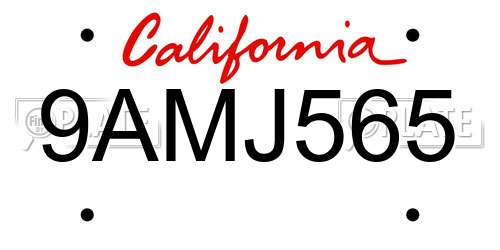 9AMJ565 California License Plate