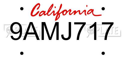 9AMJ717 California License Plate