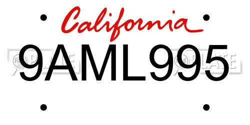 9AML995 California License Plate