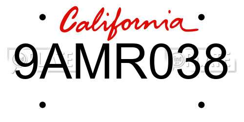 9AMR038 California License Plate