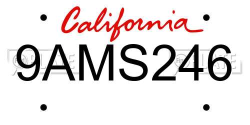 9AMS246 California License Plate