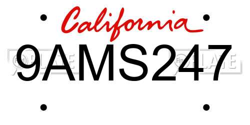 9AMS247 California License Plate