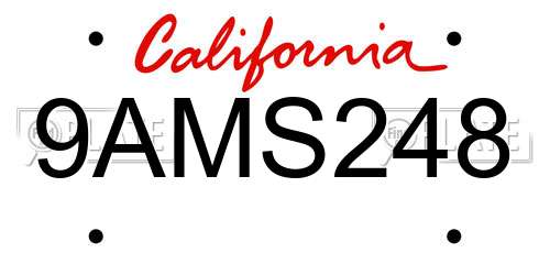 9AMS248 California License Plate