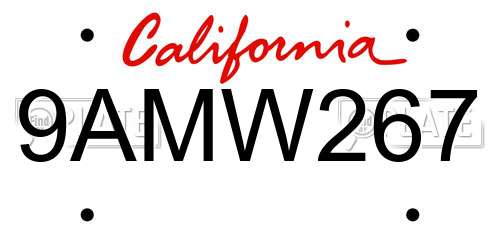 9AMW267 California License Plate