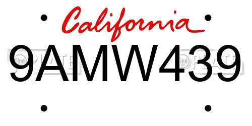 9AMW439 California License Plate
