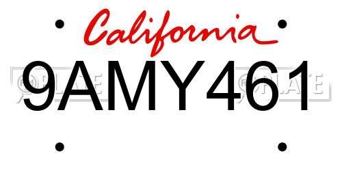 9AMY461 California License Plate