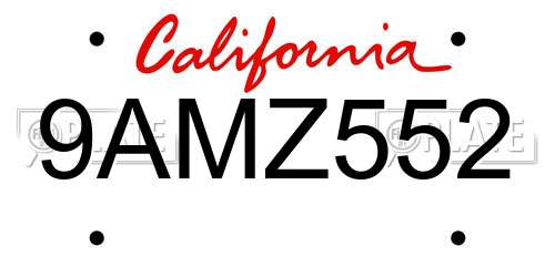 9AMZ552 California License Plate