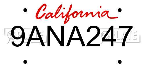 9ANA247 California License Plate