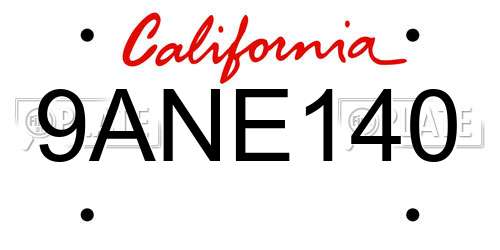 9ANE140 California License Plate