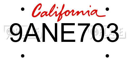 9ANE703 California License Plate