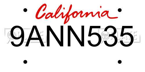 9ANN535 California License Plate