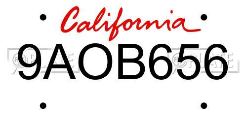 9AOB656 California License Plate