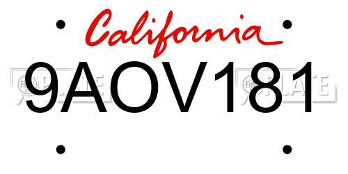 9AOV181 California License Plate