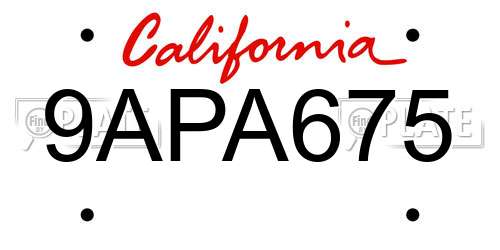 9APA675 California License Plate