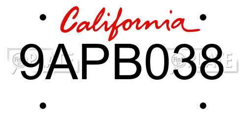 9APB038 California License Plate